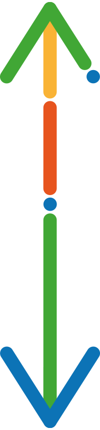 Der bunte Pfeil des "Nichts steht im Weg"-Logos